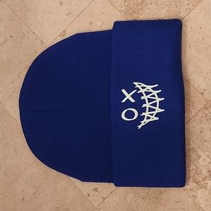 Unisex Blue Beanie with glow in the dark design